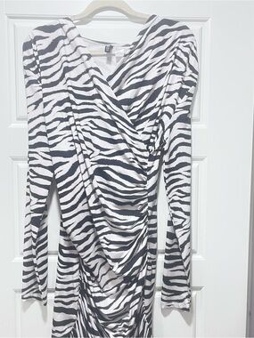H&M Brand New Never WornZebra Print Wrap-Style Long Sleeve Blouse